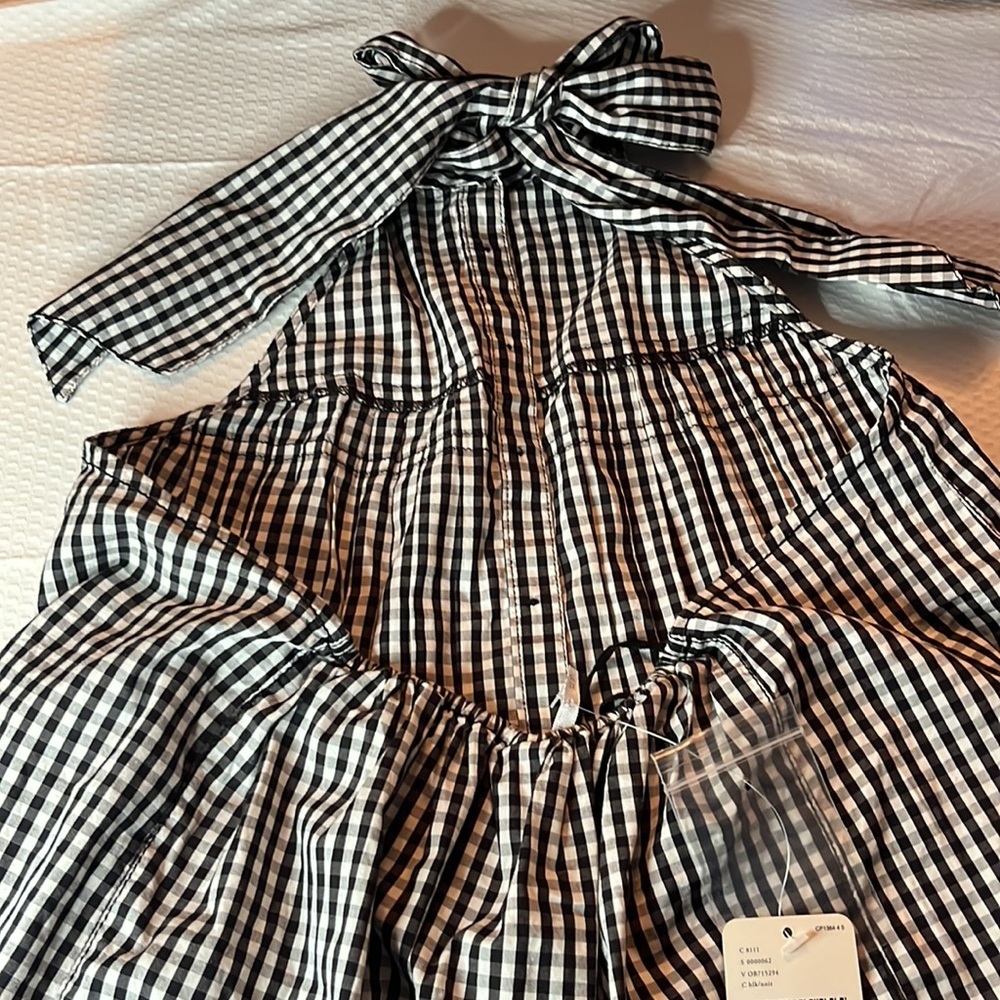 NWT FREE PEOPLE TAKE IT EASY PLAID HALTER TOP BLACK/WHITE SIZE XS - Picture 5 of 7